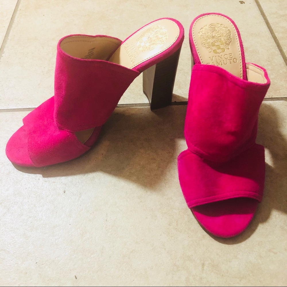 Hot pink mules